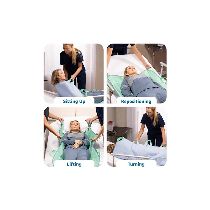 Improvia Positioning Bed Pad, with 8 Reinforced Handles, Quick-Drying, Washable,