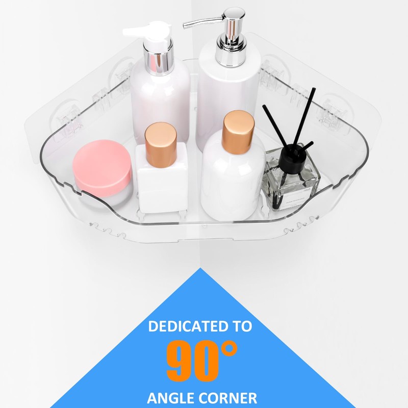 EEKEDO Acrylic Corner Shower Caddy, Strong Adhesive Shower Organizer Clear