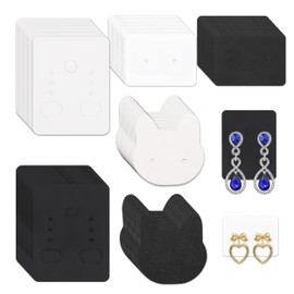 Pushiibee 300 Pcs Earring Display Cards, 3 Styles Kraft Paper Jewelry Display Cards, Black and White Necklace Bracelet Display Cards Hanging Earring Display Cards for Jewelry Shows and Selling