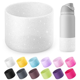 Diumepo Silicone Water Bottle Boot for Owala 32 oz, Anti-Slip Protective Sleeve for Owala Twist & FreeSip & Flip Stainless Steel Water Bottle, Boot Bottom Base for Owala (Glitter White)