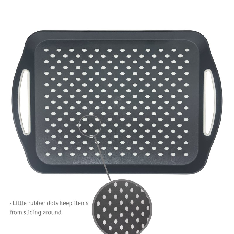 Non-Slip Serving Tray with Handles, 17.7" x 12.4" Large Food