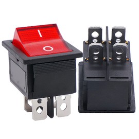 Twidec/2Pcs Rocker Switch AC 10A/125V 6A/250V DPST 4 Pins 2 Position ON/OFF Red LED Light Illuminated Boat KCD4 Rocker Switch Toggle KCD2-201N-R