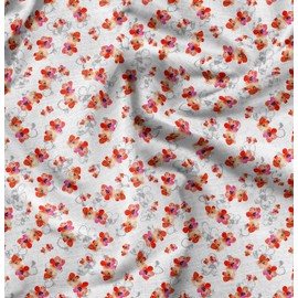 Soimoi White Velvet Fabric Flower Watercolor Decor Fabric Printed BTY 58 Inch Wide