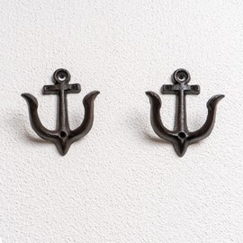 Notakia Decorative Wall Hooks Mounted Antique Shabby Chic Metal Cast Iron Nautical Anchor Design Wall Hooks Hanger, Vintage Rustic Cast Iron Wall Hooks,Screws Included (Brown Anchor 4Pcs)