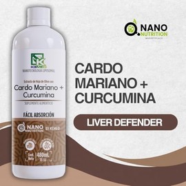 Cardo Mariano Curcumina Fórmula Liposomal Alta Absorción Suplemento Líquido 480ml Dosis Nano Nutrition Kemed