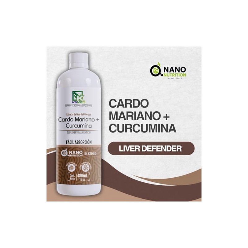 Cardo Mariano Curcumina Fórmula Liposomal Alta Absorción Suplemento Líquido 480ml