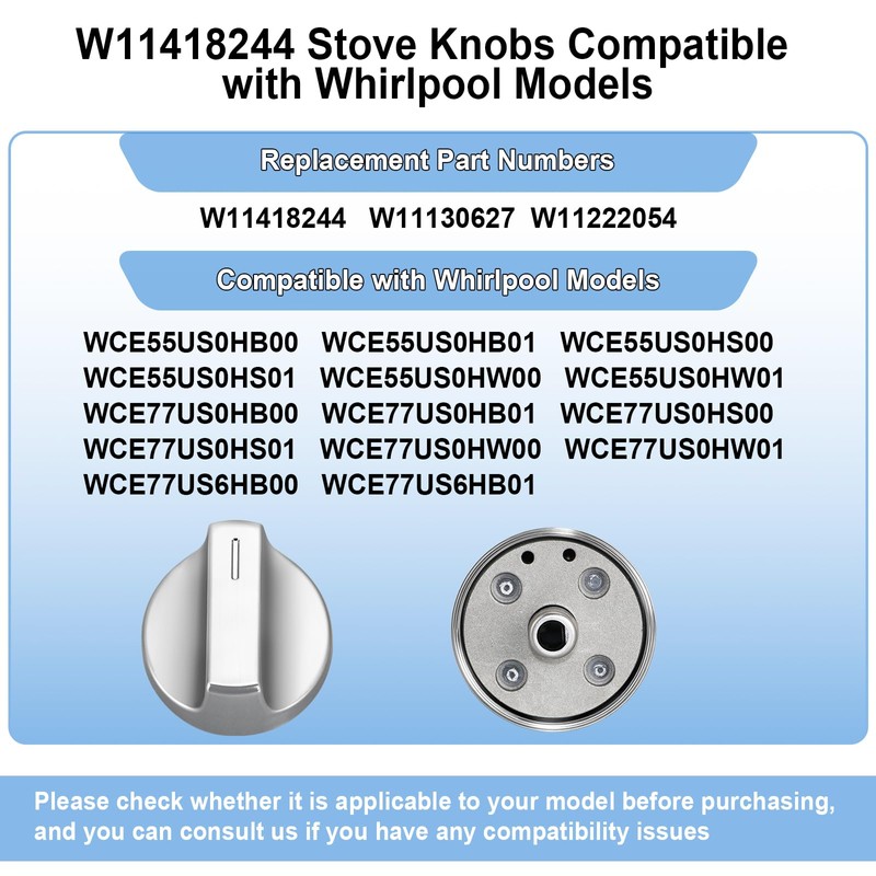 Upgraded W11418244 Range Knobs Compatible with Whirlpool Gas Stove Knob