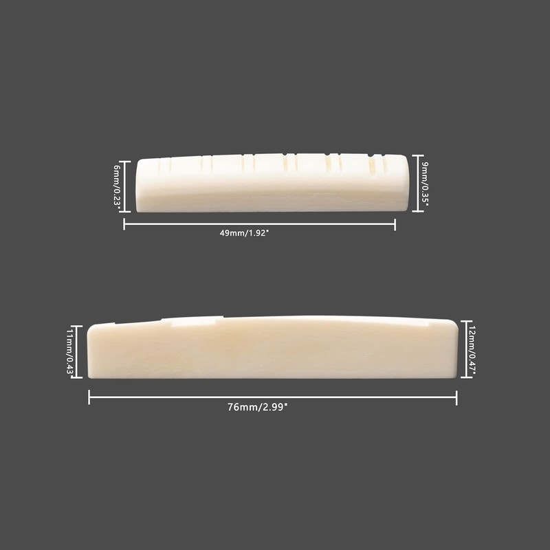 1 Set of 12 String Real Bone Slotted Saddle Nut