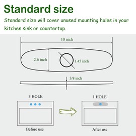 NICOLEKAY Sink Hole Cover, Escutcheon Plate Stainless Steel Deck Plate for 1 or 3 Hole Bathroom or Kitchen Sink Faucet Mixer Tap 10"(SILVER)