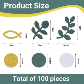 AstraGlam Communion Decoration Confetti Set, 100 Pieces with Eucalyptus Design, Goldfish and Polka Dot Patterns, Ideal Table Decoration for Baptism, Confirmation and Communion