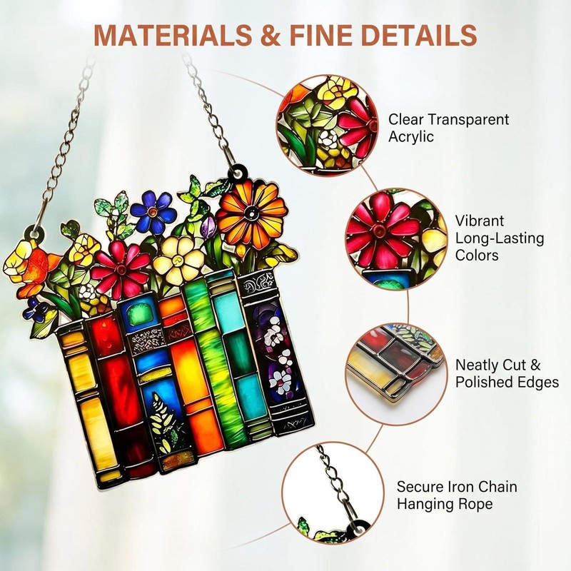 Book Lovers Window Hanging Ornaments