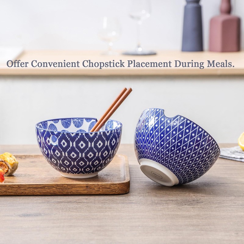 Selamica Ceramic Ramen Bowls Set, 15 OZ Noodle Bowls for