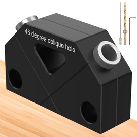 45° Angle Drill Guide Jig Aluminum Alloy Dowel Jig Kit 45° Angled Hole Drilling Positioner Drilling Hole Locator Multifunctional Woodworking Joint Angle Tool for Angled Dowel Joint(9.5,black)