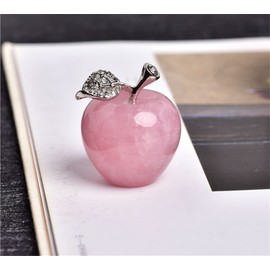 Rose Quartz Apple Crystal Power Stone Interior Red Crystal Object Rhinestone Love Luck with Red Down Gift Bag (30*36mm)
