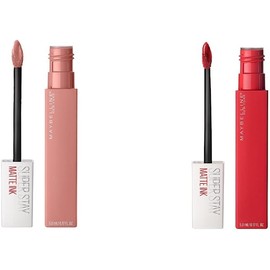 MAYBELLINE Labial Liquido Matte Ink, Tono Maybelline 60 Poet, Larga Duracion, Superstay Matte Ink 20 Pioneer, 5 g
