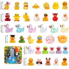37PCS Mini ducks Set, 5 Styles Tiny Resin Ducks, Cute Miniature Ducks for Kids, Aquarium Decor, Home Decoration, Party Favors, and DIY Crafts for Children & Collectors