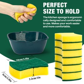 MAQIHAN 18PCS Heavy Duty Scrub Sponge - Dish Scrubber Sponge Non Scratch Double Sided Reusable Cleaning Scouring Sponge for Kitchen Dishes, Pots, Pans, Sink Bulk Household Cleaning Sponges.