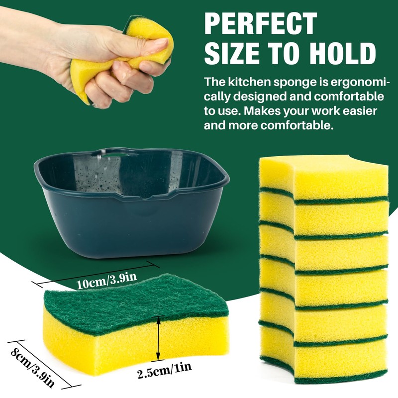 MAQIHAN 18PCS Heavy Duty Scrub Sponge - Dish Scrubber Sponge