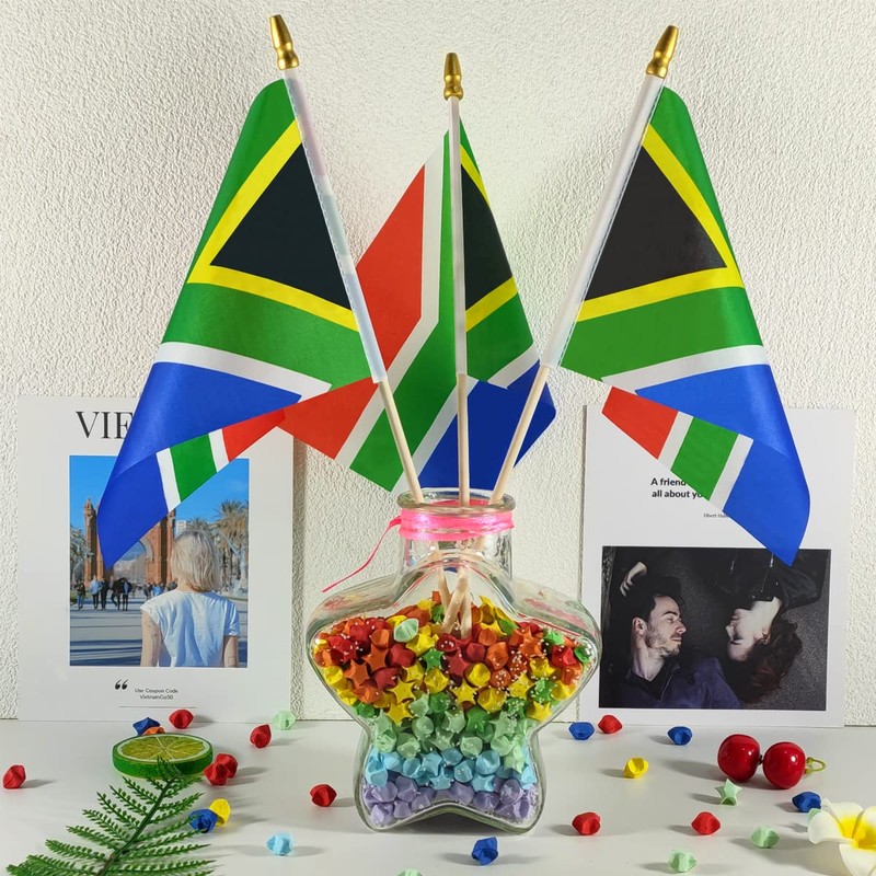 QQSD South Africa Small Flag South African Stick Mini Hand