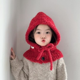 Baby & Kids Winter Knit Balaclava Beanie Neck Warmer Hat lf2929 Free Size/40*21cm Light Gray [Ring Yarn Cap] 3ea