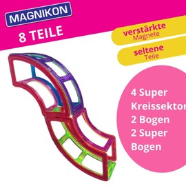 MAGNIKON Magnetic Building Blocks Arch, Super Circle Sectors – Children's Games from 3 Years, Additional Set Magnetic Game Magnetic Building Blocks, Magnetic Building Blocks, Magnetic Stones Magnetic