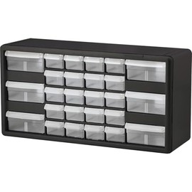 Akro-Mils Akro-Mils 26-Drawer Plastic Drawer Storage Cabinet for Garage Organization, Bead Organizer, Building Bricks Storage, Teacher Toolbox, Makeup Organizer, 20-Inch W x 6-Inch D x 10-Inch H, 10126 Black