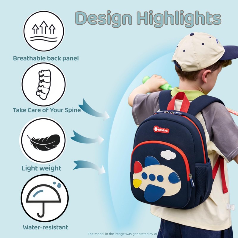 VIDOSCLA Toddlers Backpack Kids Airplane Nursery Schoolbag Preschool Bag