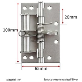 Self-Aligning Spring Hinges Automatic Closing Multifunctional Removable Spring Hinges Positioning Door Closer Silver Pack of 2 (Silver)