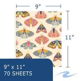 Case of 24 Spiral Notebooks, 6 Unique Covers Designed By American Artists, Studio Series, 70 sheets, White Paper, 11"x9", 4 of Each Design in Display, Made in USA
