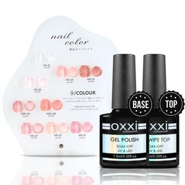 OXXI Professional 1+1 Natural Jelly Color Base coat Nude Color No Wipe Top Coat Shiny High 60