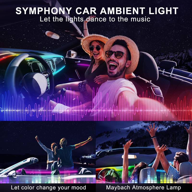 Acrylic Interior Car LED Strip Light with Wireless APP, RGB