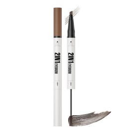Microblading Eyebrow Pen, Microblade Eyebrow Pencil Brown, 2 Prong Eyebrow Pen & Tinting Brush 2-In-1, Long-Lasting Quick-Dry Waterproof Brow Pen, Daily Makeup Essential