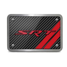 iPick Image - Graphic Carbon Fiber Texture Billet Aluminum 2" x 2" inch Tow Hitch Cover - Dodge SRT