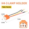 1 Pack 2 Pcs Ceramic H4 Headlight Connector,3 Pin Base