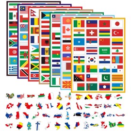 7 Country Flag Stickers, 50 Country Map Stickers, Scrapbook Flag Stickers, Water Bottle Stickers, Decorative Stickers
