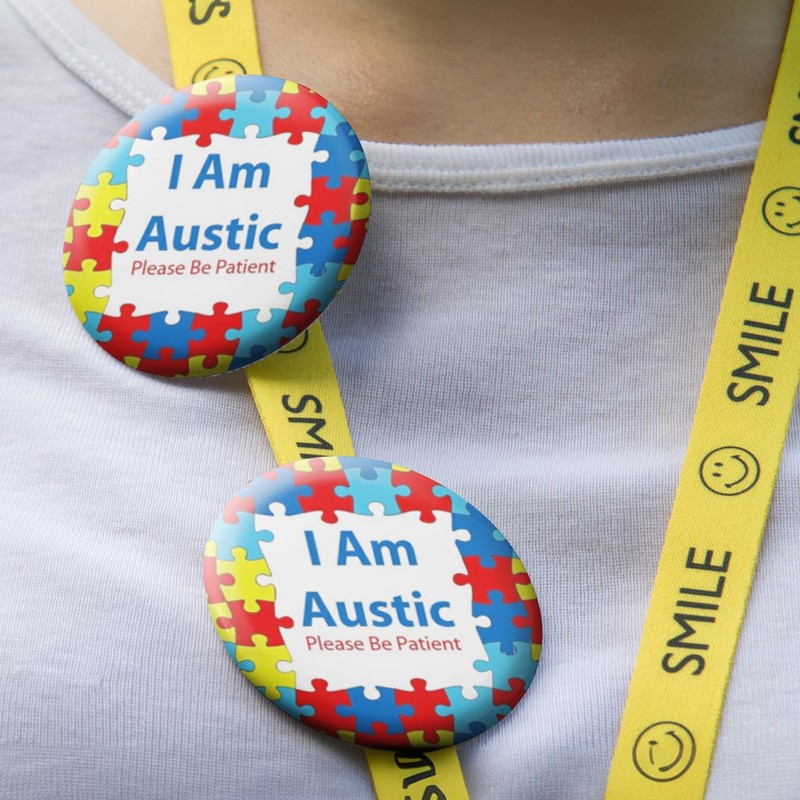 Autistic badge, Autism Awareness Button Pin Badge (Design 1, 38mm)