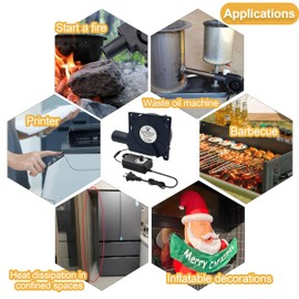 120 mm x 32 mm BBQ Air Mover Inflatable Small Blower Fireplace Fan,AC 100V-240V Variable Speed Centrifugal Fan, for Barbecue,Camping,Waste Oil Furnace, Outdoor Cooking,Wood Stove