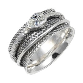 JEWELSTREZORO Moissanit Edelstein-für Herren und Damen925er-SterlingSilber Stilvoller handgefertigter Band Ring Geschenkartikel Schmuck TSR142BD_26 (72 (22.9))