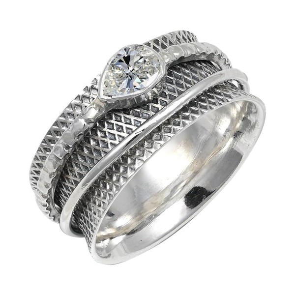 JEWELSTREZORO Moissanit Edelstein-für Herren und Damen925er-SterlingSilber Stilvoller handgefertigter Band Ring