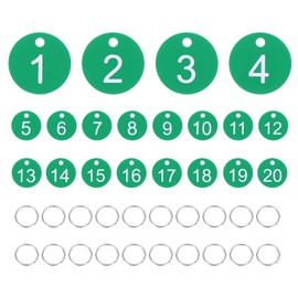 PATIKIL 20PCS Number Tags 1-20, Number Key Tags Plastic Numbered Keychain with Key Rings for Organizer Field Sales Hangers Clothes Labels ID, Green