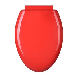 Color Elongated Toilet Seat, 18.5×14.2" Soft Close Toilet Seats Cover with Quick Release for Easy Clean, PP Plastic V Type Toilet Lid, Load 400 Lbs,Red