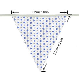 jijAcraft 39Ft Triangle Bunting Banner, 42Pcs Tea Floral Party Bunting Cotton Fabric Flags Pennant Garlands for Birthday Party, Wedding, Baby Shower, Outdoor and Home Decorations (Gray and Blue)