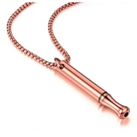 Stainless Steel Mindfulness Breathing Necklace for Men & Women – Meditation Whistle Pendant for Stress Relief, Quit Smoking, Anti-Vape, Anxiety Control & Deep Breathing Aid (Rose Gold)