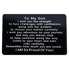 Son Gifts from Mum Engraved Wallet Card for Son Birthday Gifts Graduation Gifts for Son Christmas Valentines Gifts Inspirational Gifts for Son