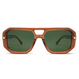 VANLINKER Retro Polarized Square Aviator Sunglasses for Women Men 2025 Trendy Shades VL9753X,Brown Frame Green Lens