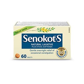 Senokot Natural Senna Laxative Plus Stool Softener, 60 Count