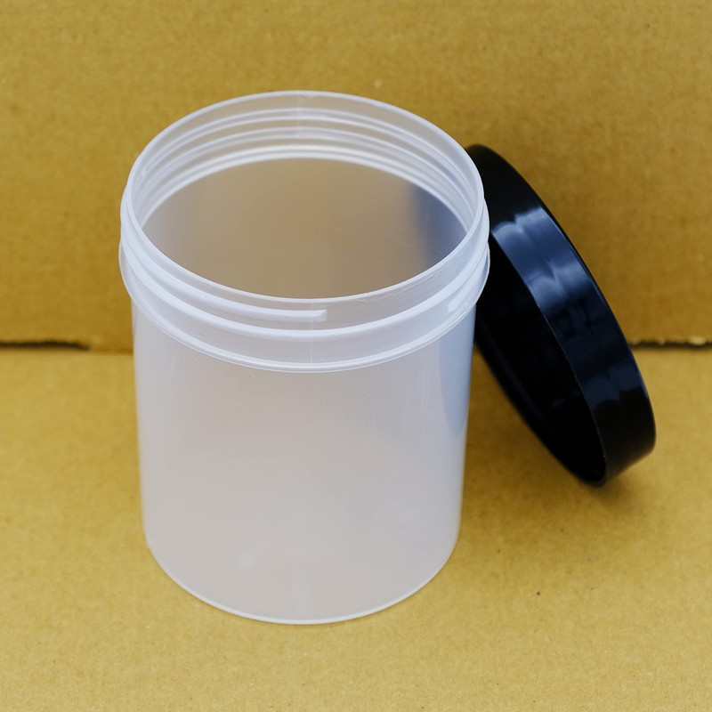 250ml Empty Glug Pots x 6 TRANSLUCENT with BLACK Lid