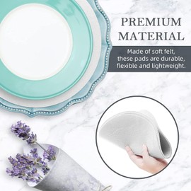 Queen.Y Felt Plate Divider, Pack of 24 Round Plate Protectors, Stacking Protection, Felt Pot Protector, Dish Protection Pads for Tableware, Kitchen, Round, Grey, Free Size