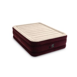 Intex 66140MZ Dura-Beam Deluxe Inflatable Blow Up Air Mattress for Home, Camping, Guests - Queen Size with Built-in Electric Pump - 20in Bed Height - 600lb Weight Capacity – Maroon