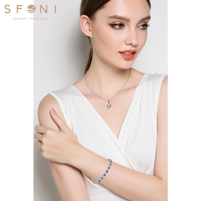 Birthstone Bracelet for Women, Silver Tennis Bracelets with Cubic Zirconia